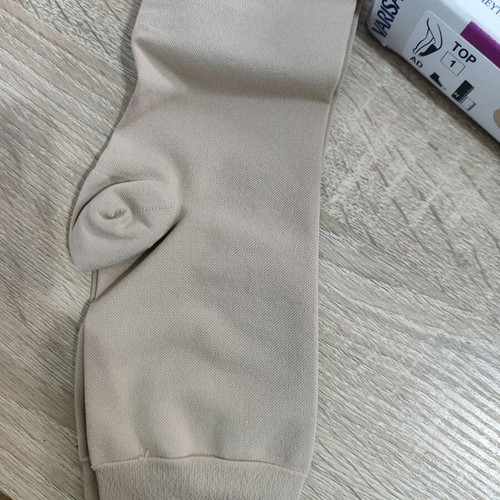 Varisan Top knee-high graduated compression socks with open toes 18-21 mmHg beige like new