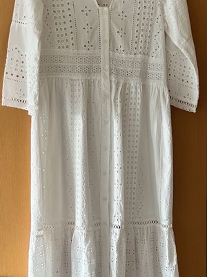 White dress with eyelet embroidery used, Zara, size XS