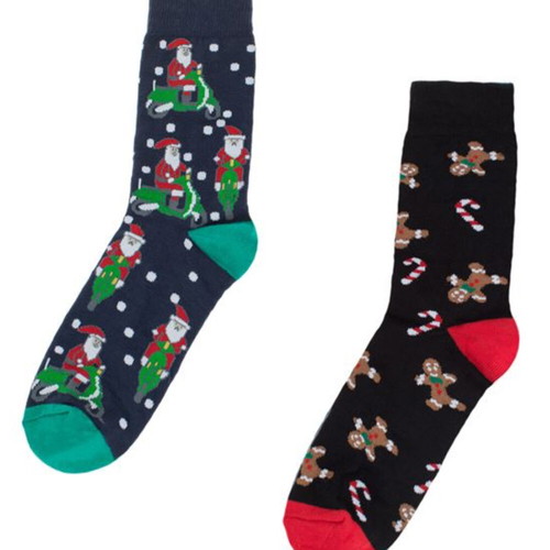 Christmas socks men's black and blue, new, pack of 2