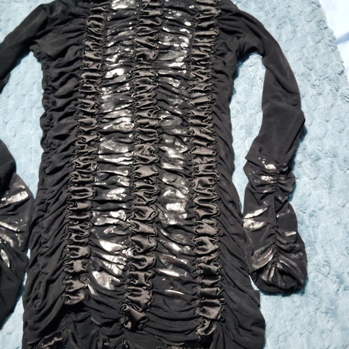 Black and silver honeycomb blouse dress, vintage