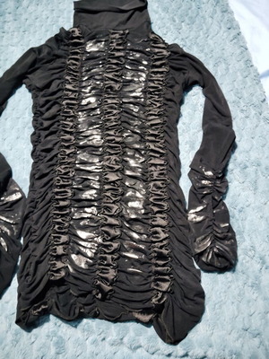 Black and silver honeycomb blouse dress, vintage