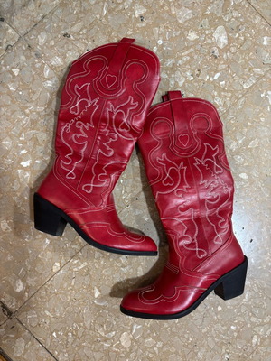Cowboy boots red vegan leather like new, size 37