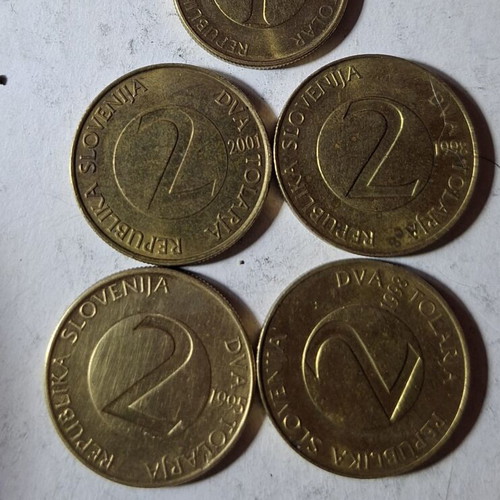 Slovenian coins lot used, 5 pieces