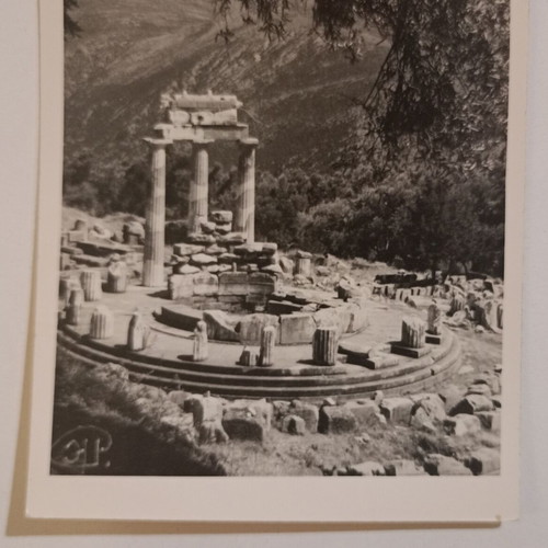 Postcard Delphi - Tholos of Athena Pronaia used, black and white
