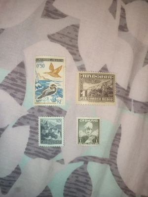 Σετ 4 vintage γραμματόσημα: Ανδόρα, Γροιλανδία, Αγ. Πιερ, Λιχτενστάιν 1937-1940