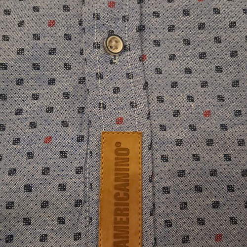 Americanino men's shirt slim fit, size XXL, like new, blue geometric pattern