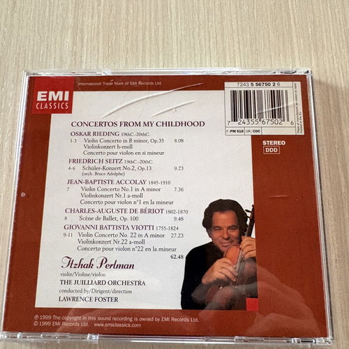 Itzhak Perlman classical concertos CD used, violin, plastic broken