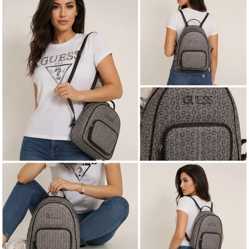 Guess women's backpack like new with gift pouch, black and gray