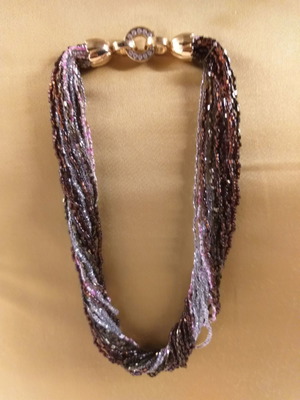 Vintage short necklace with small beads and many strands, new
