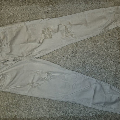 Funky Buddha white denim pants used with rips size L