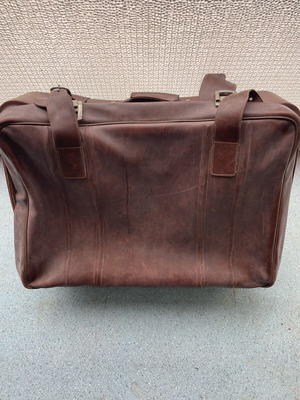 Leather suitcase used, brown, strap needs repair