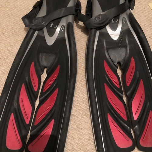 TUSA X-Pert Zoom Z3 diving fins used, size L-XL, red