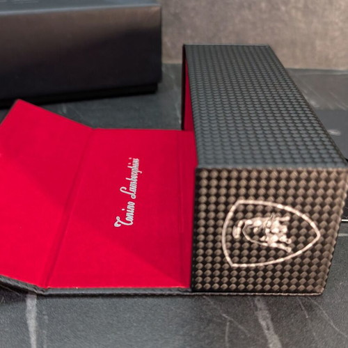Tonino Lamborghini sunglasses case new medium with cloth and box black red