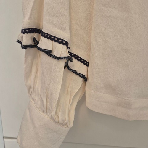 Sfera blouse like new with embroidery, boho style, size S, beige and blue