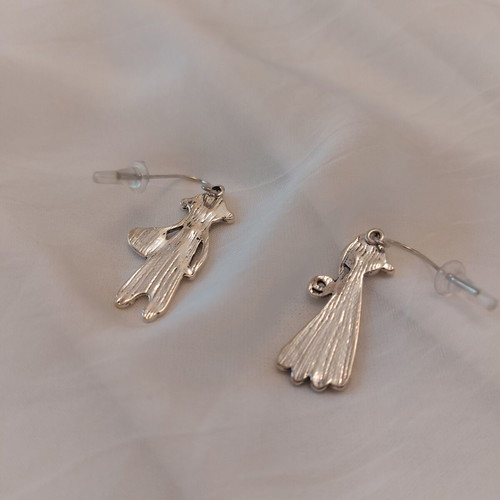 Earrings Boy & Girl with Heart silver tone like new