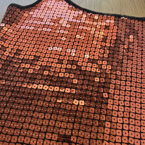 Vintage sequin top like new, brown and orange, size S