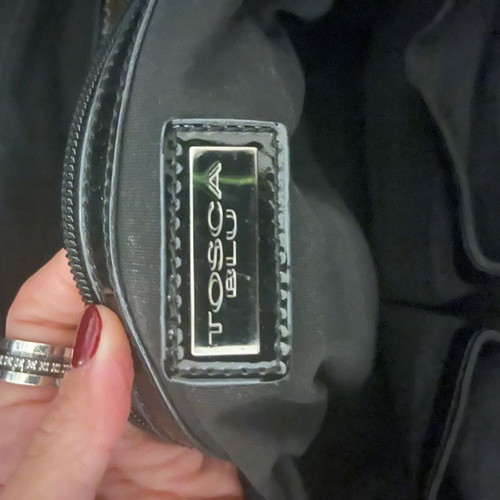 Tosca Blu black large shoulder bag used with spacious interior