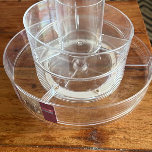 Cosmetic storage set used with rotating holder and drawers