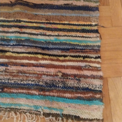 Traditional woven rag rug like new, 76 x 374 cm