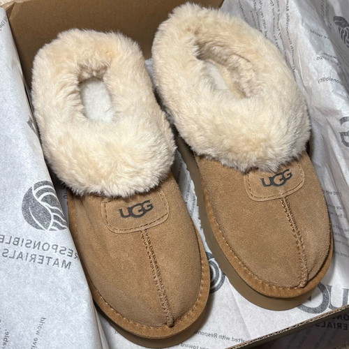 UGG Slippers New Beige Brown With Fur Size 36-37