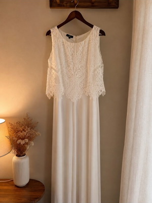 Wedding dress like new, size L 40 12, white