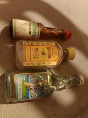 Vintage mini bottles used, pack of 3 pieces