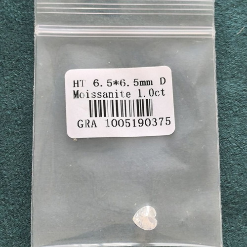 Moissanite Heart Cut 1.00ct D Color FL Certified GRA