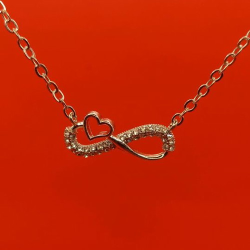 Women's stainless steel necklace with infinity symbol and rhinestones silver