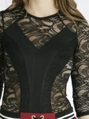 Lace bodysuit new, black, size M with transparency and mid sleeves