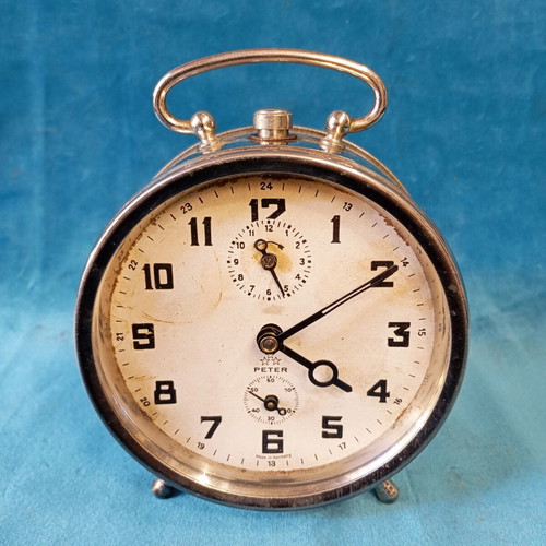 Peter vintage mechanical alarm clock used, analog table model