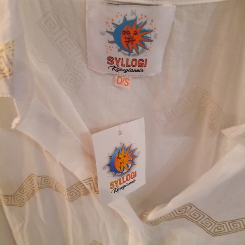 Beach kaftan, white and gold