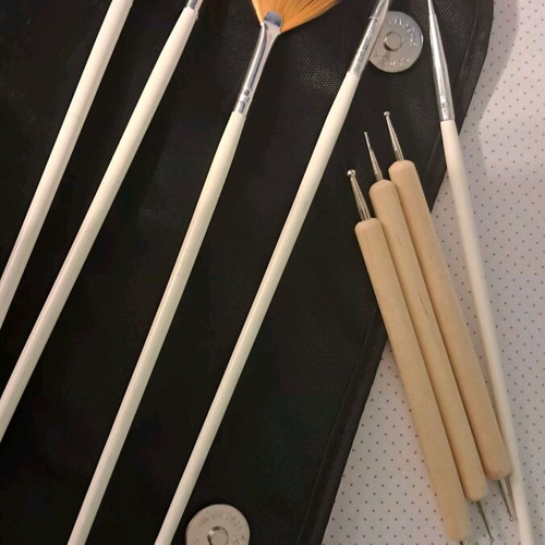 Nail Art Brush Set like new with various nail products