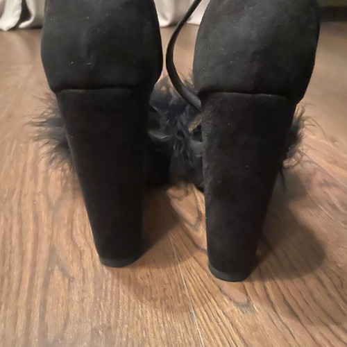 Primark black pumps special edition suede with ankle strap size 39 like new