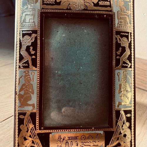 Egyptian leather photo frame used with Pharaoh depictions 20x14cm