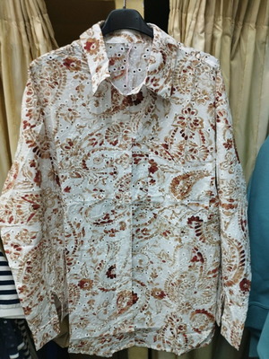 Women's cotton printed shirt CR2526 new with brown pocket