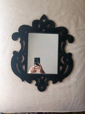 Καθρέφτης με βελουτέ κορνίζα μεταχειρισμένος, μαύρος