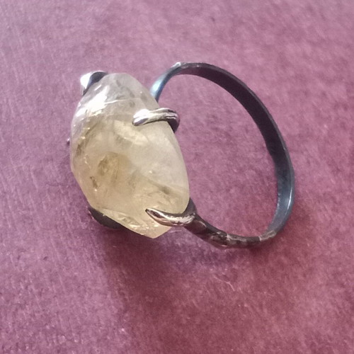 Ring 925 Silver handmade with citrine stone, like new, size 61