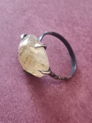 Ring 925 Silver handmade with citrine stone, like new, size 61
