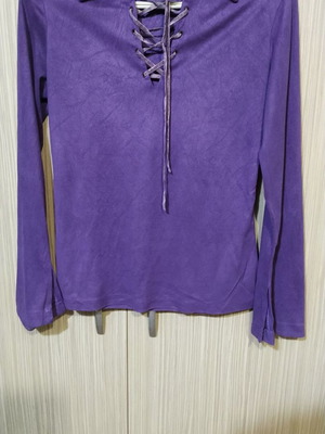 Vintage 00's blouse used, purple, synthetic suede, size S