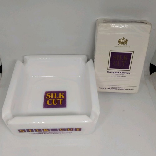 Silk Cut ashtray with sealed playing cards like new