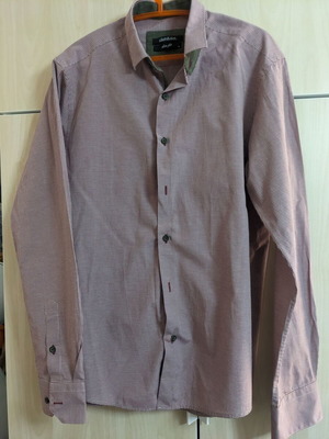 Dash&Dot men's long-sleeve shirt like new, slim fit, green and brown details