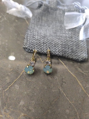 Stainless Steel Earrings with Gold Plating and Turquoise Gem Like New