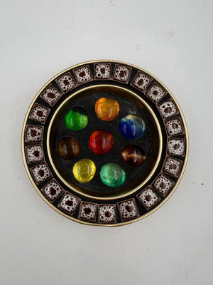 Mid-Century Modern vintage coaster with glass mosaic stones (50s-60s)