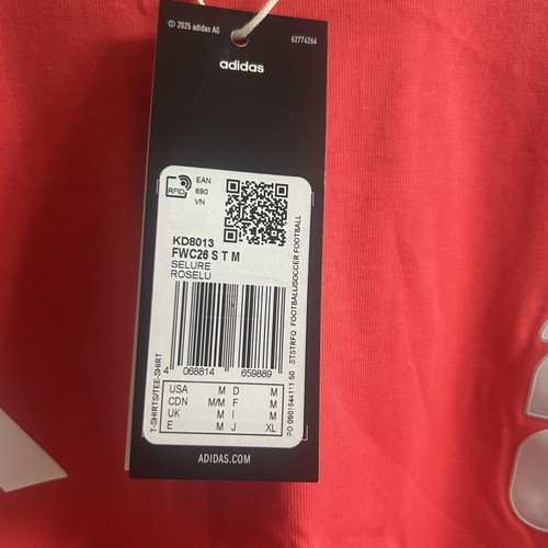 Adidas FIFA World Cup 2026 T-Shirt, red, size M, deadstock