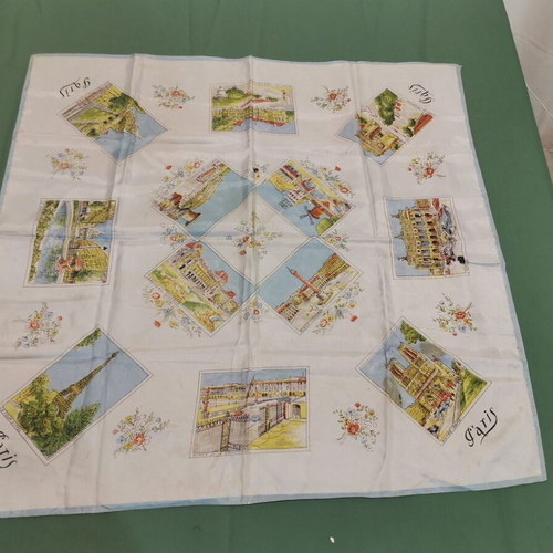 Paris 1960 souvenir scarf used, time wear