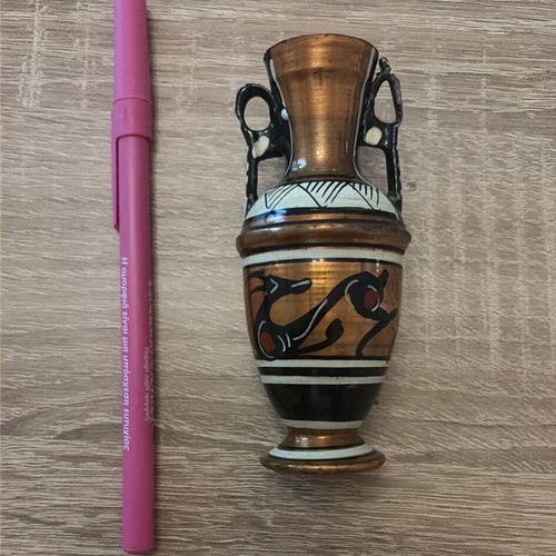 Vintage metallic amphora miniature, Greek souvenir 1970s/80s