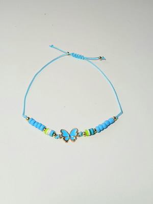 Handmade macrame bracelet with turquoise butterfly new