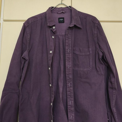 Zara purple men's shirt like new with denim texture, size L