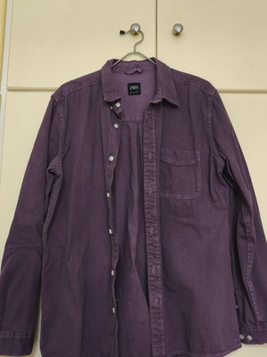 Zara purple men's shirt like new with denim texture, size L
