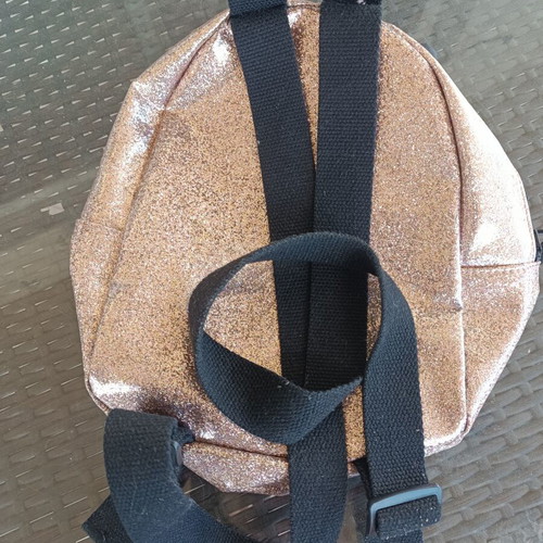 Zara Kids glitter backpack cat design like new, pink gold